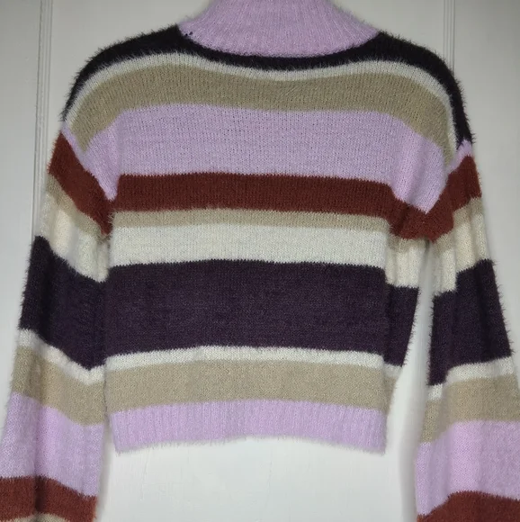 LAST CHANCE! Louna multi striped high neck purple sweater - Picture 2 of 7